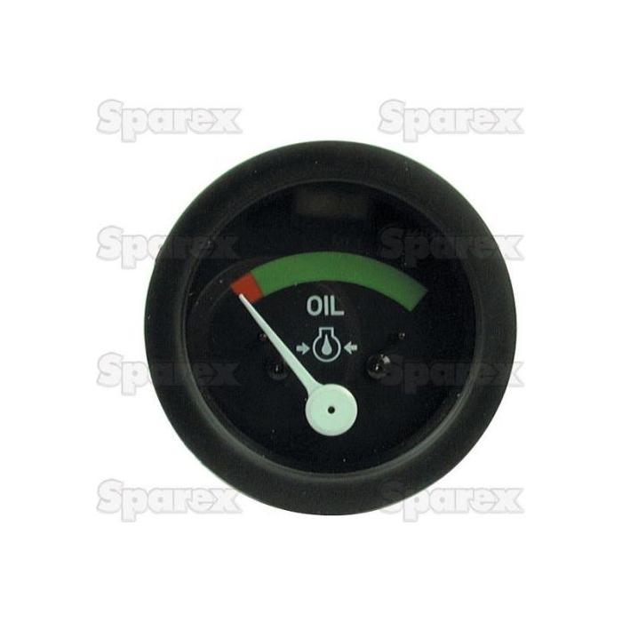 A round oil pressure gauge with a black face shows a green and red indicator, pointing slightly above the red zone. The word "OIL" is labeled at the center, making it ideal for Ford/New Holland 4-cylinder types from 1953 to 1964. The brand name "Sparex" is watermarked, and it is sold under Sparex Part No.S.61171 as an oil pressure gauge suitable for all 4-cylinder types from that era.