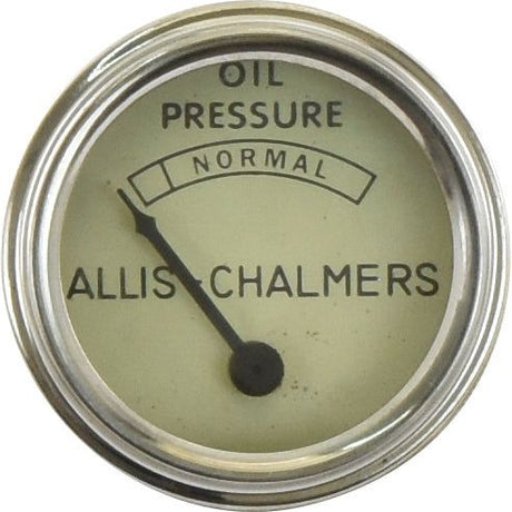A round gauge labeled "Oil Pressure" with a needle pointing to "Normal" and the text "Sparex" below, featuring a sleek chrome finish, known as the Oil Pressure Gauge (Sparex Part No.S.68445).