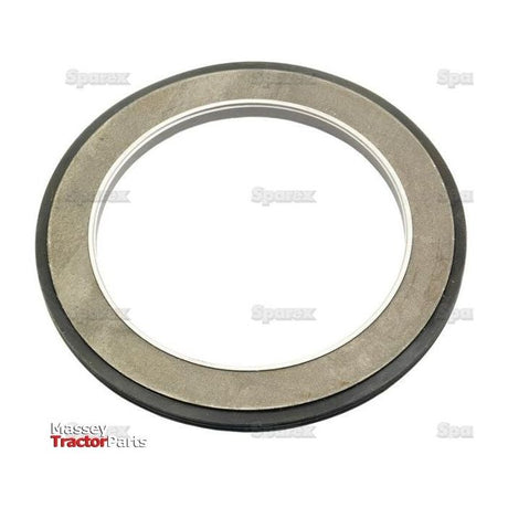 An Oil Seal, measuring 101.3 x 141.8 x 8.3mm with a Sparex Part No.S.43507, featuring an outer black rubber layer and an inner gray metal layer suitable for mechanical or automotive uses like Massey Ferguson rear axles. The background showcases faint "Sparex" watermarks on a white backdrop.
