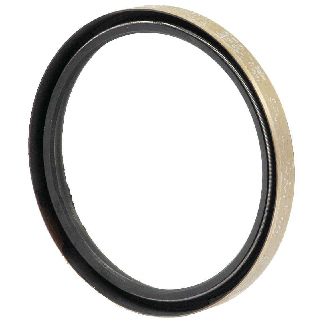 A close-up of a circular metallic sealing ring, designed for Universal Tractors, featuring a black inner gasket and a textured outer surface—commonly known as the Oil Seal, 110 x 130 x 13mm (Sparex Part No. S.62296) from Sparex.
