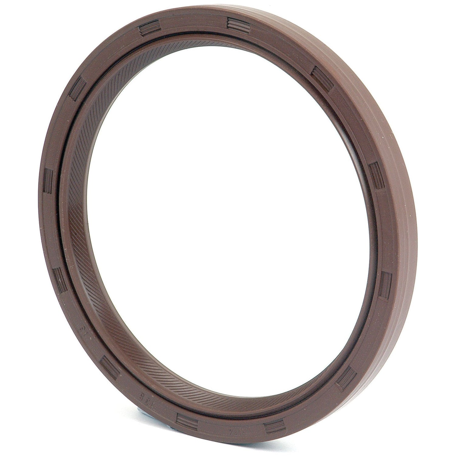 A brown circular rubber oil seal ring measuring 135 x 114 x 12mm, featuring grooves on the outer edge, ideal for sealing rear crankshaft components in machinery like Fiat and Case IH tractors. Available as Sparex Part No. S.62073 from the trusted brand Sparex.