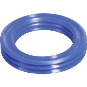 A blue, circular, grooved rubber oil seal from Sparex (Part No. S.58884) is viewed from above on a white background; it measures 25 x 36 x 7mm and is compatible with John Deere machinery.