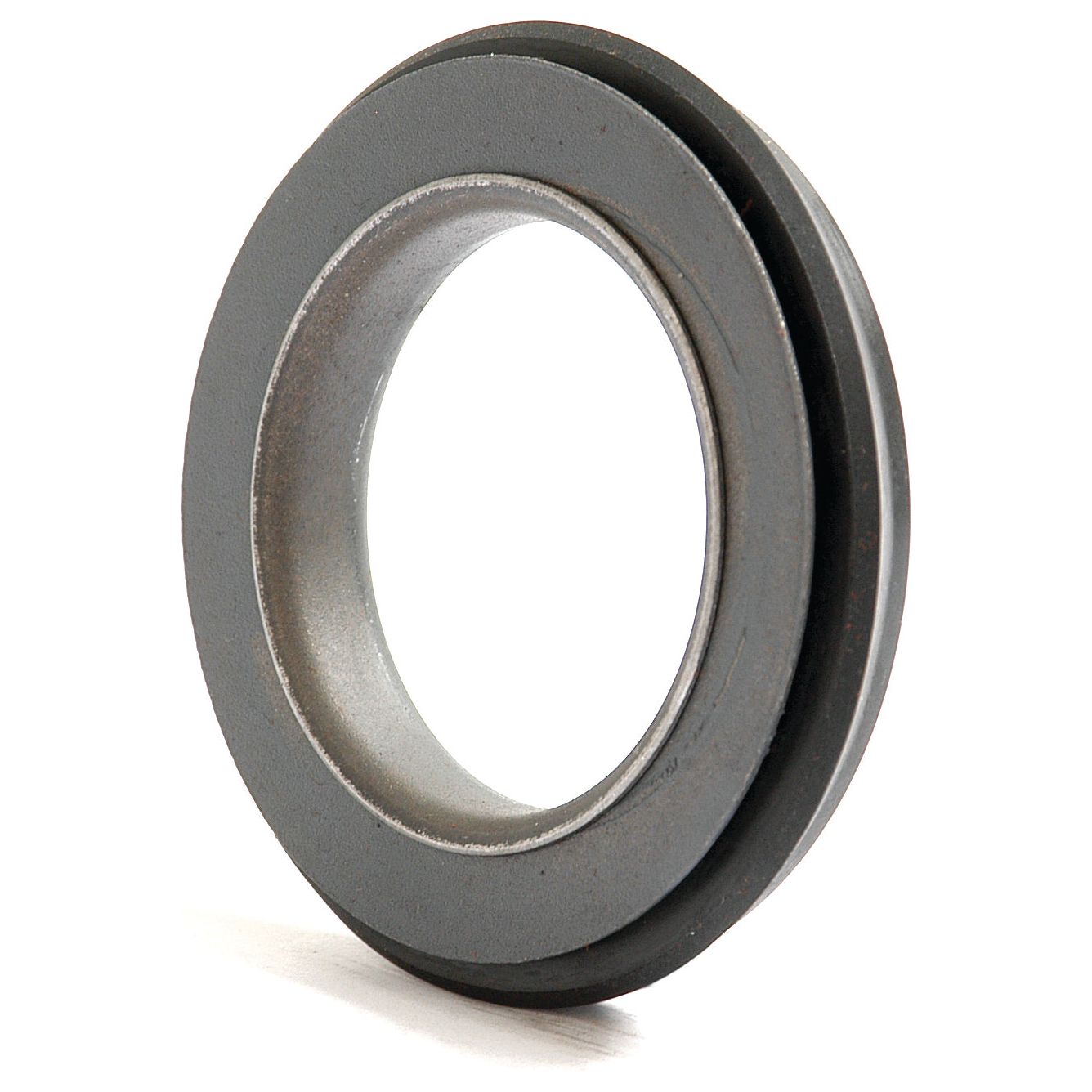 A metal washer with a smooth, circular design and a central hole, typically used in hardware and machinery, similar to the 43 x 71 x 10mm Oil Seal (Sparex Part No. S.14033) commonly found in Case IH equipment by Sparex.