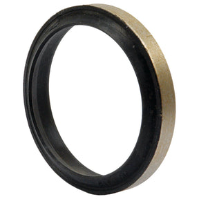 A close-up image of the Sparex Oil Seal, 45 x 55 x 7mm (Part No. S.65102), showcasing a circular design with an internal gap, highlighted by its durable black and metallic colors.
