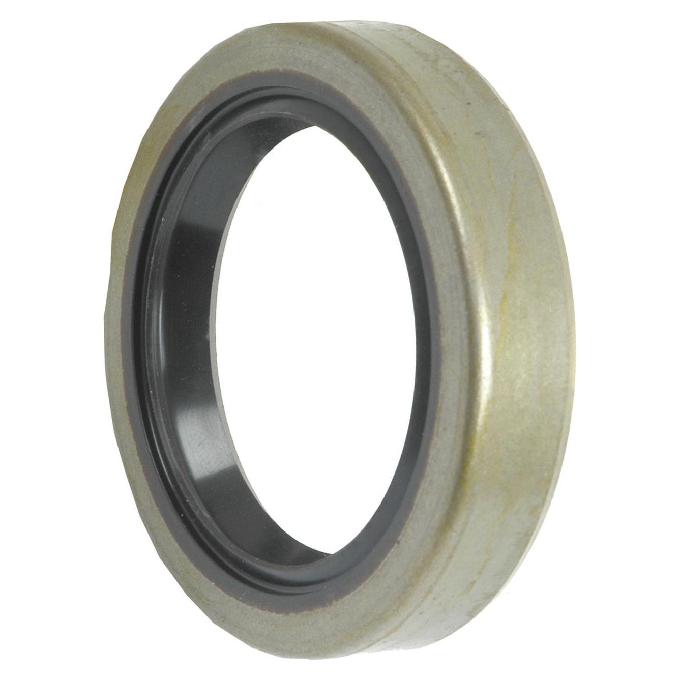 The Oil Seal 46 x 65 x 13mm (Sparex Part No. S.57304) by Sparex is a metal mechanical seal with a circular shape, featuring a black inner ring and a gold outer ring, and is commonly used in Seal-Brake systems for Case IH or International Harvester machinery.