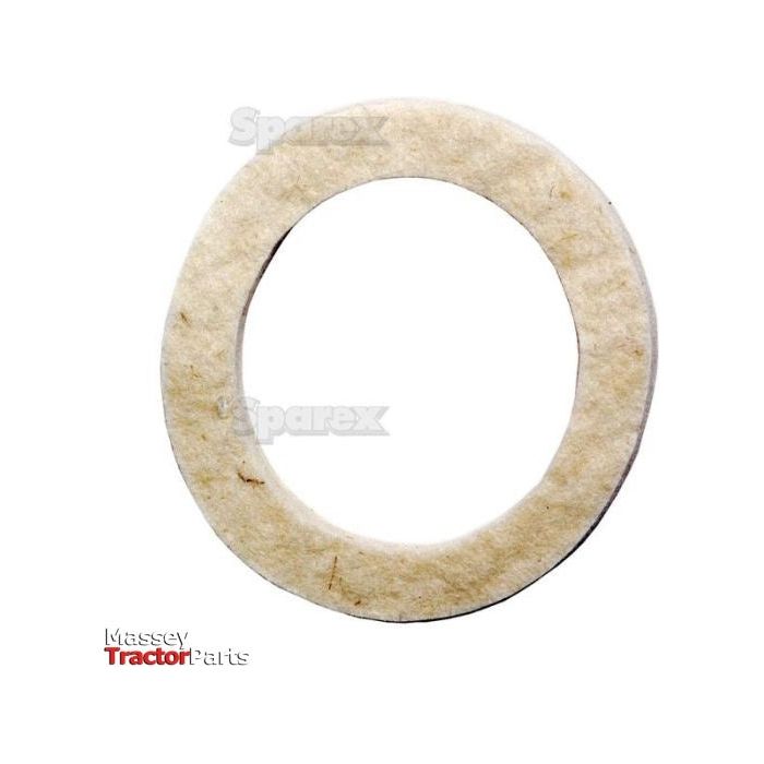 A circular, beige felt washer with the "Sparex" logo faintly imprinted on it and the text "Massey Tractor Parts" in the bottom left corner, this piece is compatible with International Harvester equipment. This is the Oil Seal (50 x 70 x 7mm), Sparex Part No. S.57737, by Sparex.