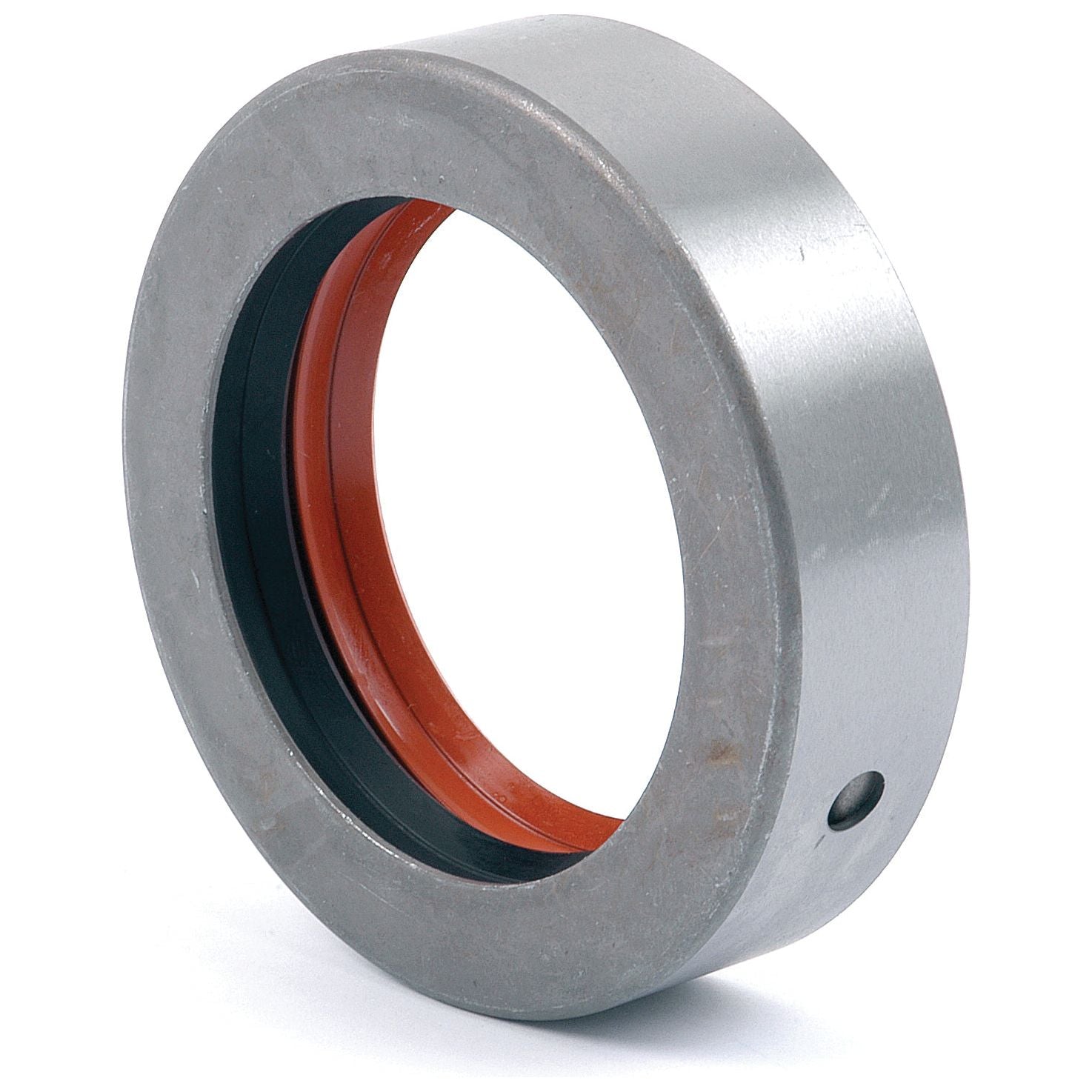 An oil seal, part number S.40919 from Sparex, featuring a metallic cylindrical design with a gray outer ring and a red inner ring, is designed for mechanical applications such as Massey Ferguson machinery.