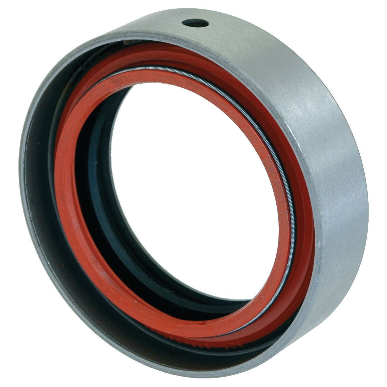 The Sparex Oil Seal (Part No. S.40919), measuring 61 x 85.85 x 22mm, features a metal mechanical seal with a red inner ring, black inner lining, and a small hole on the outer metal surface, making it suitable for use in Massey Ferguson dry disc brakes.