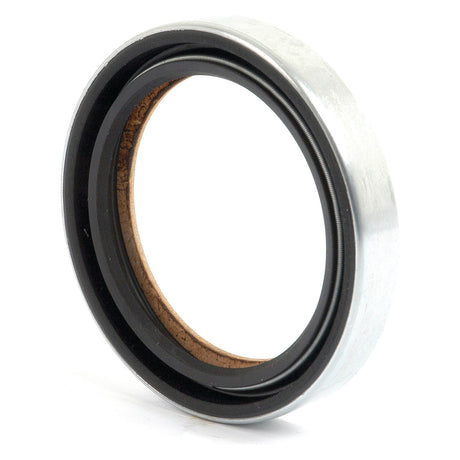 A close-up of the Sparex Oil Seal (Sparex Part No. S.5946), measuring 69.85 x 92.07 x 14.30mm, featuring a circular metallic design with an inner rubber lining, intended for mechanical applications to prevent fluid leakage in Massey Ferguson machinery.