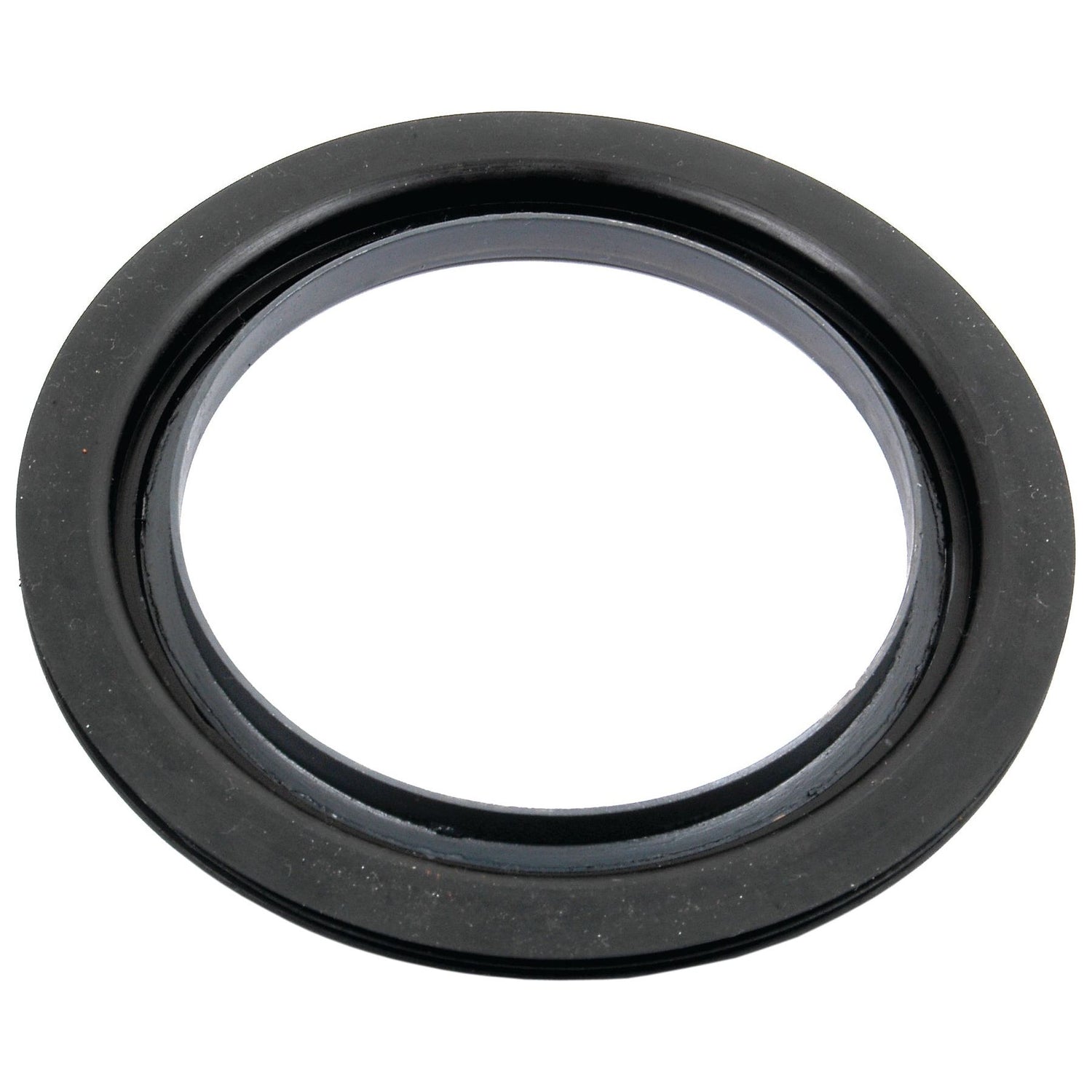 Close-up of the Sparex high-quality Oil Seal (Part No. S.43501), featuring a black rubber circular sealing gasket with a smooth inner ring and flat outer edge, measuring 88.9 x 125 x 6.5mm, perfect for use as a rear axle seal in Massey Ferguson tractors.