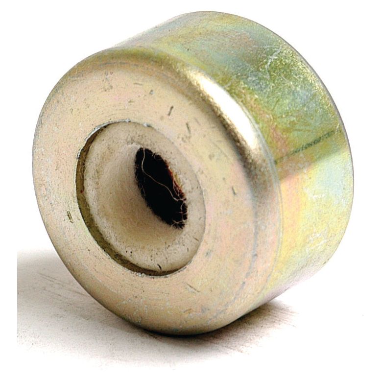 A cylindrical metal bushing with a hollow center and a slightly worn, reflective surface, perfect for the Massey Ferguson Seal-Governor Shaft (Sparex Part No. S.43641).