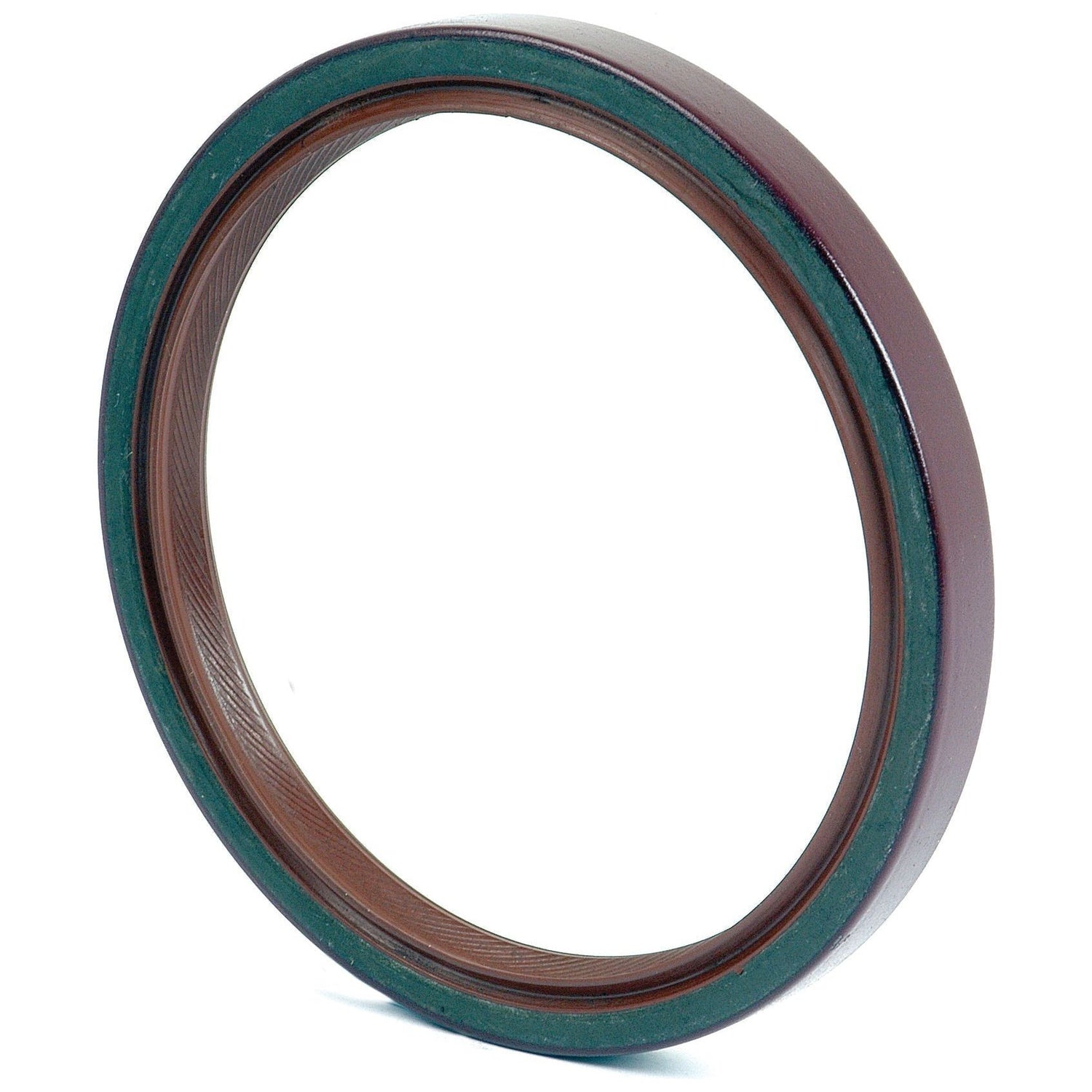 A close-up image of the Sparex Oil Seal (Part No. S.57670) for Case IH tractors, featuring a circular brown and green design with a smooth outer surface and an internal spring-like structure, specifically designed as a Seal - Rear Crankshaft.