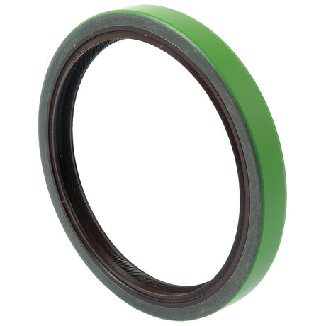 The Oil Seal, 35 x 58 x 17mm (Sparex Part No. S.69980) by Sparex is a circular mechanical seal featuring a green and brown design with an inner metal ring and an outer rubber-like coating, ideal for use as a rear crankshaft seal in Fendt or Deutz-Fahr machinery.
