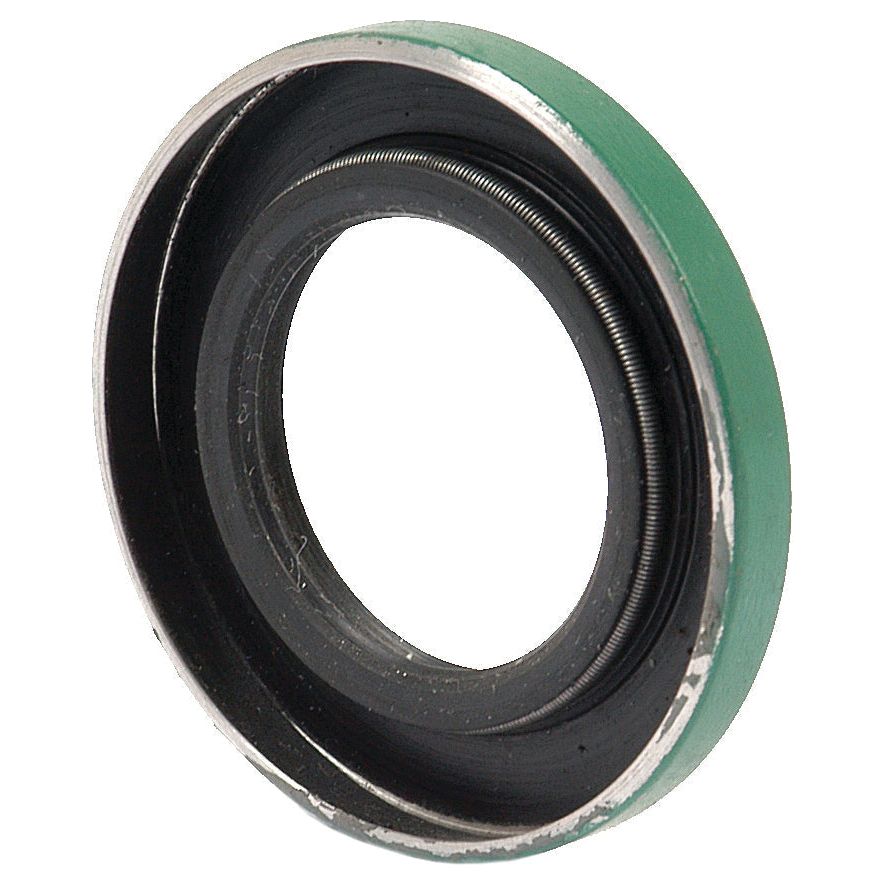 A close-up image of the Sparex Oil Seal (Part No. S.59531), featuring a metallic circular design with a green outer edge and a black inner ring, resembling those used in Case IH / International Harvester machinery.