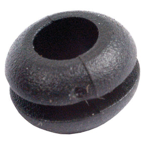 An Open Grommet from Sparex (Part No. S.11331), featuring a black rubber construction, a circular shape, and a 1/16'' groove around its circumference with an overall diameter of 1/4''.
