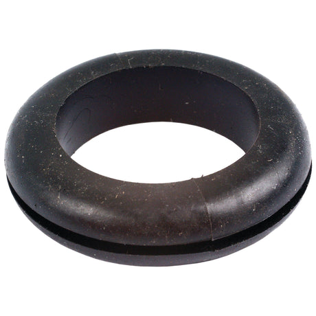 The Sparex Open Grommet, Part No. S.11340, with dimensions Ø1'' x 1/16'', is a black rubber grommet featuring a circular shape and a central hole. This grommet is versatile and durable.