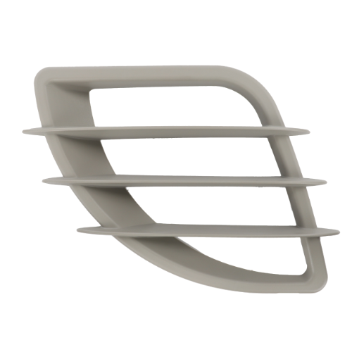 The Fendt - Orifice Plate - 916501022390 by AGCO is a light gray, triangular plastic ventilation cover with three horizontal slats, perfect for fitting on a Massey Ferguson.