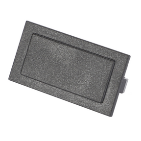 The AGCO Fendt Orifice Plate (product code: X830050006000) is a rectangular black plastic component with a textured surface, featuring a recessed center and slightly beveled edges, perfect for integration into Fendt Vario systems.