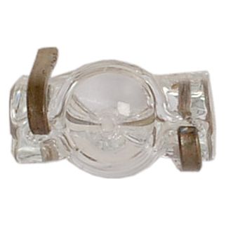 Close-up of a clear glass fuse with two metal connectors on each end, resembling the design of a Sparex Light Bulb (Halogen) W1.2W, 12V, 1W, W2x4.6d light component (Sparex Part No.S.53267).