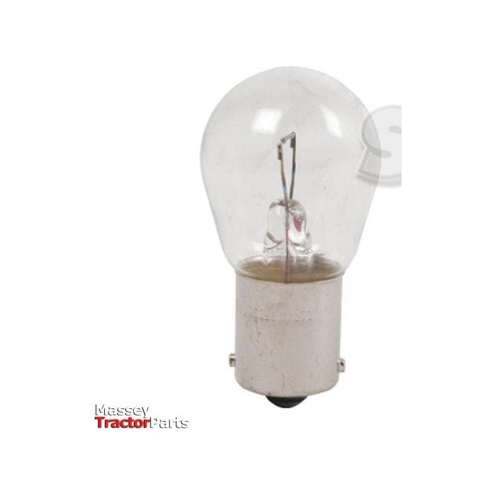 A clear 12V 21W halogen light bulb (Sparex Part No.S.53248) with a BA15s metal base, commonly used in various equipment, including tractors. The image features a partial logo reading "Massey Tractor Parts" in the bottom left corner.