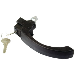 Sparex Outer Door Handle RH & LH (Part No.S.20934) with a black finish, complete with an attached metal key and key ring, perfectly suited as an outer handle among various tractor parts.