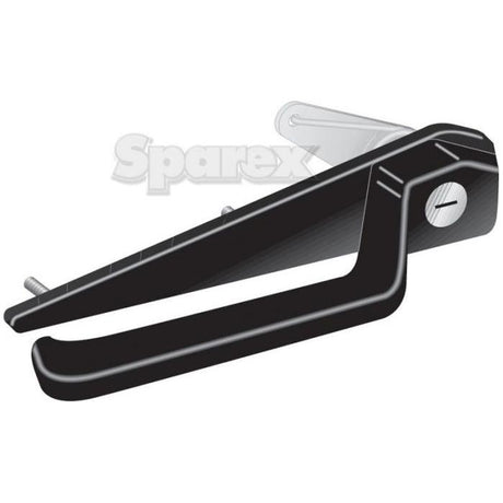 Illustration of a black rubber gate latch with a screw on one side, featuring the "Sparex Part No.S.62233 Outer Door Handle LH" in the background and resembling parts from the Fiat series handle assembly.