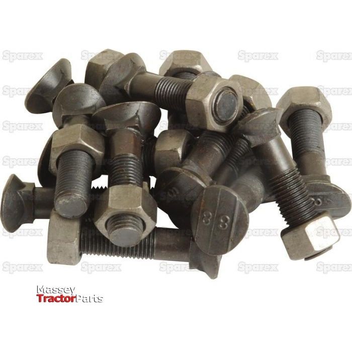Oval Head Bolt Square Collar With Nut (TOCC) - 7/16'' x 2'' Tensile strength 8.8 (25&nbsp;pcs. Box) - S.27461 - Farming Parts