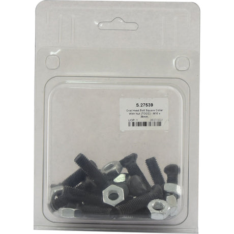 Oval Head Bolt Square Collar With Nut (TOCC) - M10 x 38mm, Tensile strength 8.8 (15 pcs. Agripak)
 - S.27539 - Farming Parts