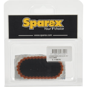 Your first choice, a pack of Sparex Oval Repair Patch (No. 7), comes with three patches inside, each measuring 74 x 37mm. The product code is S.119670.