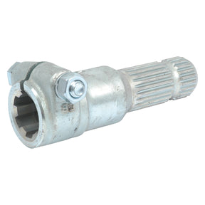 Close-up of the Sparex PTO Adaptor (S.15904), showcasing its heavy-duty design with a threaded clamp bolt and a cylindrical, ribbed section.