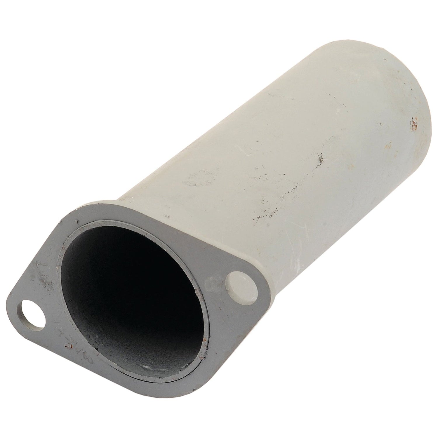A cylindrical, gray metal pipe with a flange at one end featuring two bolt holes, similar to the PTO Cap (Sparex Part No. S.68355) from Sparex’s collection.