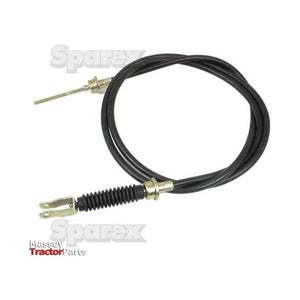 A 2125mm black, coiled PTO Clutch Cable with metal connectors on both ends, labeled with "Sparex," "David Brown," and "Massey Tractor Parts" logos and identified by Sparex Part No. S.57962, featuring an outer cable length of 1878mm.