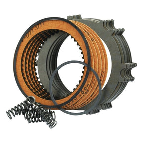 A set of automotive clutch parts, featuring friction plates, steel plates, and various springs arranged on a white background, prominently includes the PTO Clutch Plate by Sparex (Sparex Part No. S.56951), commonly used in Case IH/International Harvester machinery.