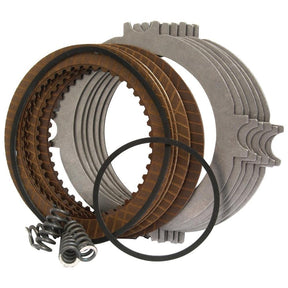 A set of Sparex PTO Clutch Plates (Part No. S.56952), one rubber O-ring, and two coiled springs arranged on a white background.