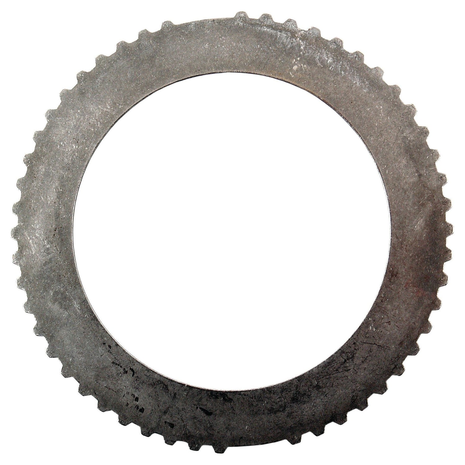 A vintage, circular, metal gear with evenly spaced teeth around its edge, similar to the classic Sparex PTO Clutch Plate (Part No. S.41382).