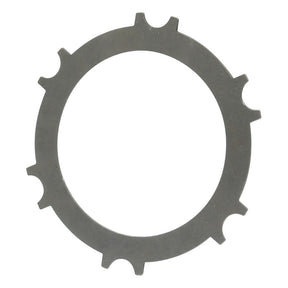 A flat, round metal washer with six notches evenly spaced along the outer edge, resembling the PTO Clutch Plate by Sparex (Part No. S.56975).