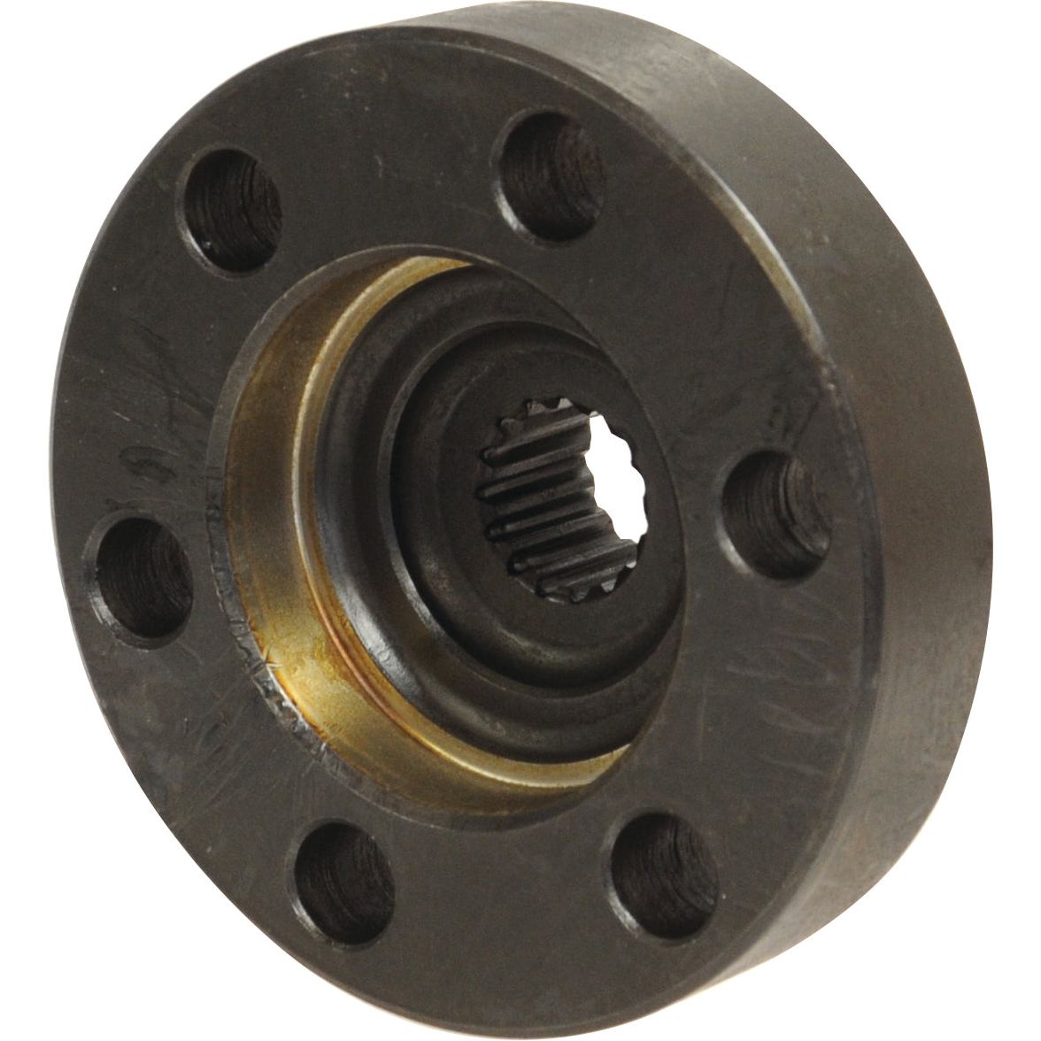 Introducing the Sparex PTO Drive Hub (Part No. S.65352), designed specifically for Ford/New Holland P.T.O. Drive systems, featuring six bolt holes and a central splined hole.