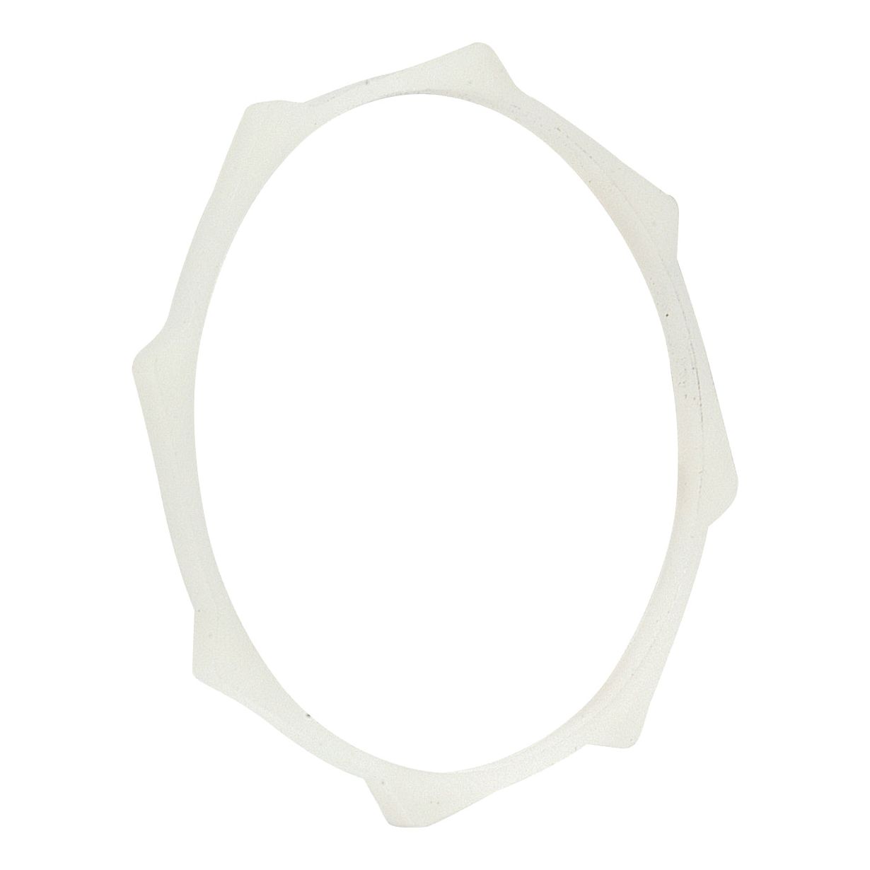 The PTO Free Wheel Washer (Nylon) | Sparex Part No. S.4343 by Sparex is a white, circular object with irregular edges made of soft nylon material.