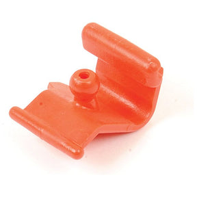 A small, orange, L-shaped plastic connector piece with cylindrical and flat features, featuring the Sparex PTO Grease Nipple Lock (Part No. S.56509) for enhanced security.
