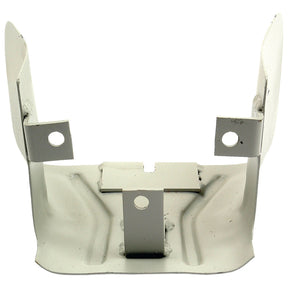 The PTO Guard (Sparex Part No. S.67135) by Sparex is a white metal bracket with four raised sides, featuring holes for screws or bolts on a flat base, ideal as an accessory for Ford / New Holland machinery.