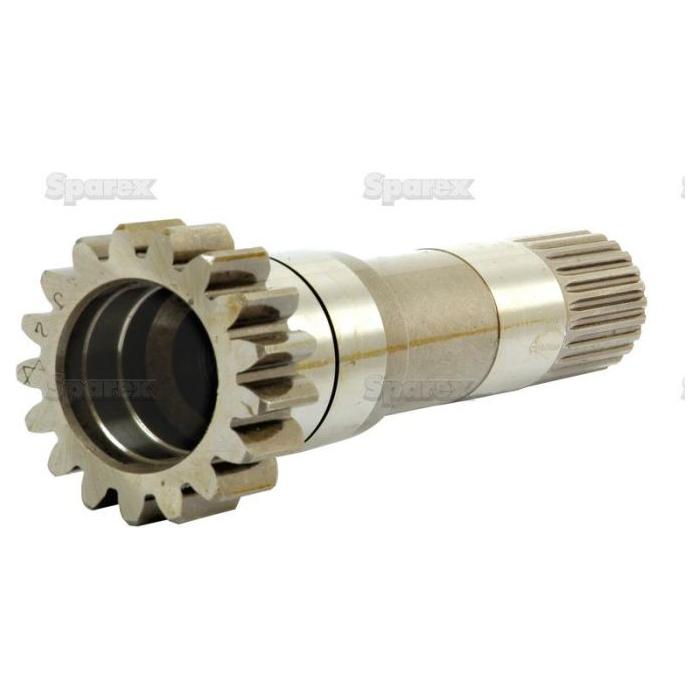 A metal PTO Input Shaft - S.40775, featuring multiple gear teeth and splines, perfect for machinery or automotive engines, lies on a white background. Equipped with Sparex precision, this versatile component ensures optimal performance.