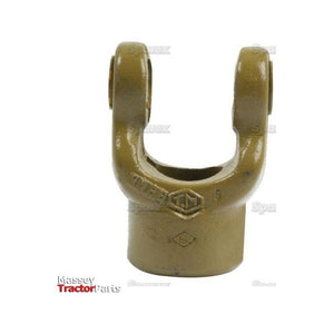 The Sparex PTO Yoke, also known as the Keyed Yoke (U/J Size: 22 x 54.8mm), features a 30mm bore and an 8mm key size. This brass-colored component with two symmetrical arms and an imprinted logo is designed for mechanical or tractor applications. The background displays a subtle, repeated watermark reading "Sparex.