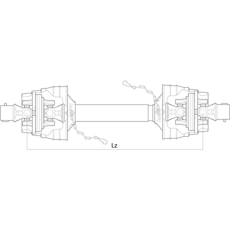 PTO Shaft - EUCV Wide Angle - Both Ends, (Lz) Length: 1210mm, 1 3/8'' x 6 Spline 80&deg; W.A. to 1 3/8'' x 6 Spline 80&deg; W.A.
 - S.39031 - Farming Parts