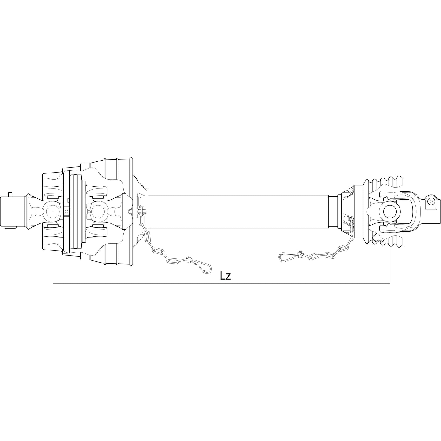 Technical drawing of the Weasler PTO Shaft - EUCV Wide Angle with one coupling at each end, labeled dimension "Lz" indicating the 1210mm length of the shaft and featuring specifications from the Sparex Weasler German Series for accurate HP Rating @ 540RPM.