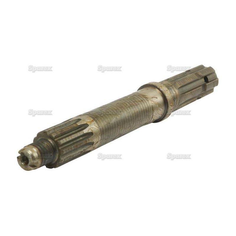 A metal, cylindrical, gear-like machine part with ridges and grooves, resembling the PTO Shaft - S.69866 by Sparex, is shown against a plain white background.