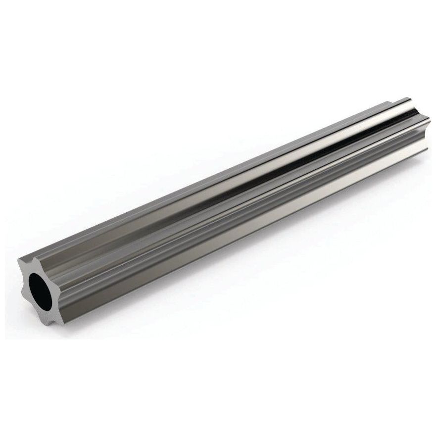 A Sparex PTO Tube - Star Profile (3M, S4) with a silver hexagonal metal rod and one hollow end, displayed on a white surface.