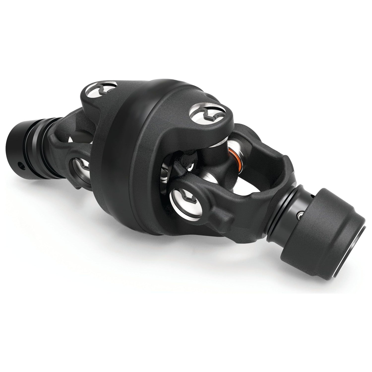 A robust PTO Wide Angle Joint with black components and visible bolts, the Sparex S.20217 (U/J Size: 35 x 106.5mm, Size: 1 3/8''-6 Spline) is expertly designed for rotational movement and torque transmission.