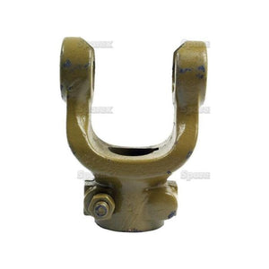 The Sparex PTO Yoke - Interfering Clamp Bolt (U/J Size: 35 x 106.5mm) with a Bore Ø40mm and Key Size of 12mm, Sparex Part No.S.6117, features a two-pronged design and a bolt at the base, commonly used in mechanical assemblies or vehicles.