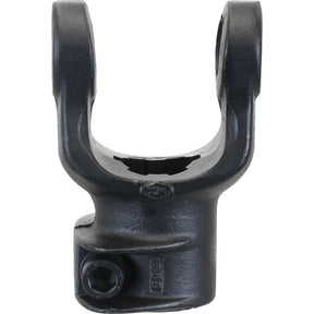 The Sparex PTO Yoke - Interfering Clamp Bolt (U/J Size: 35 x 106.5mm) with a 1 3/4''-6 Spline, featuring a black metal construction and a hexagonal screw at the bottom, suitable for various PTO Series applications.