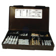 The Sparex PTO Yoke Pin Kit (Handipak 38 pcs.), Part No. S.6530, comes in a black plastic case containing various metal bolts, springs, and connectors organized in separate compartments. Instructions are displayed on the inside lid. This kit is perfect for keeping your components tidy and accessible.